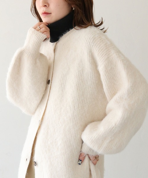 HER CLOSET（ハークローゼット）の「【shemoshelly】オフタートルニットケープ（付け襟・レディース・アイボリー/ブルー/ブラウン/ブラック・M）」の16枚目の写真