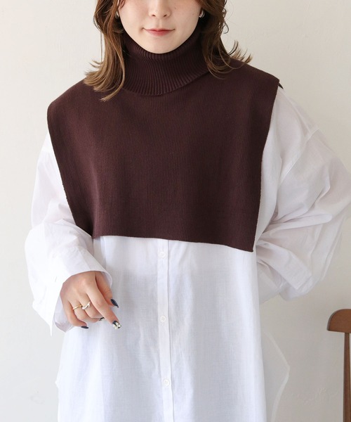 HER CLOSET（ハークローゼット）の「【shemoshelly】オフタートルニットケープ（付け襟・レディース・アイボリー/ブルー/ブラウン/ブラック・M）」の20枚目の写真