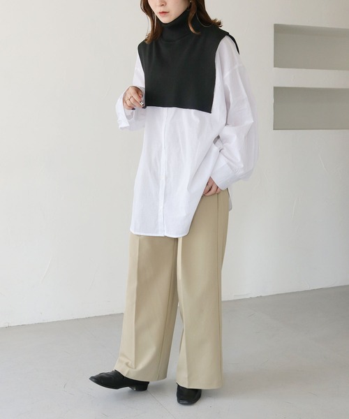 HER CLOSET（ハークローゼット）の「【shemoshelly】オフタートルニットケープ（付け襟・レディース・アイボリー/ブルー/ブラウン/ブラック・M）」の15枚目の写真