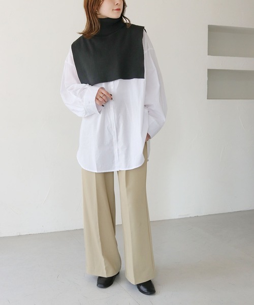 HER CLOSET（ハークローゼット）の「【shemoshelly】オフタートルニットケープ（付け襟・レディース・アイボリー/ブルー/ブラウン/ブラック・M）」の14枚目の写真