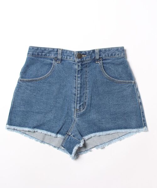 minius(ミニウス)の「レディースデニムショートパンツ(デニムパンツ・レディース・ネイビー/サックスブルー・SMALL/MEDIUM)」の1枚目の写真