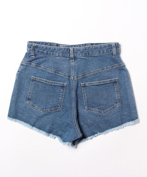 minius(ミニウス)の「レディースデニムショートパンツ(デニムパンツ・レディース・ネイビー/サックスブルー・SMALL/MEDIUM)」の3枚目の写真