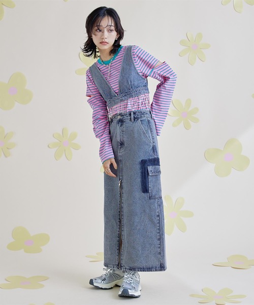miette（ミエット）の「ビジューフリンジデニムビスチェ（Tシャツ/カットソー・レディース・ブルー・FREE）」の2枚目の写真
