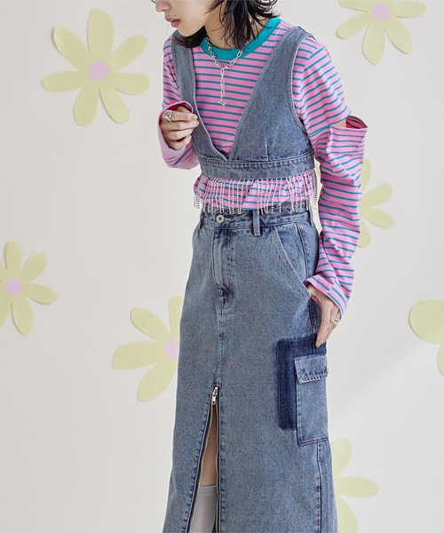 miette（ミエット）の「ビジューフリンジデニムビスチェ（Tシャツ/カットソー・レディース・ブルー・FREE）」の3枚目の写真