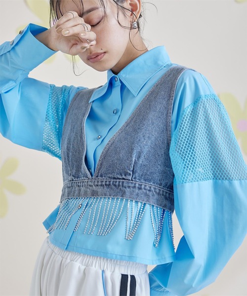 miette（ミエット）の「ビジューフリンジデニムビスチェ（Tシャツ/カットソー・レディース・ブルー・FREE）」の14枚目の写真
