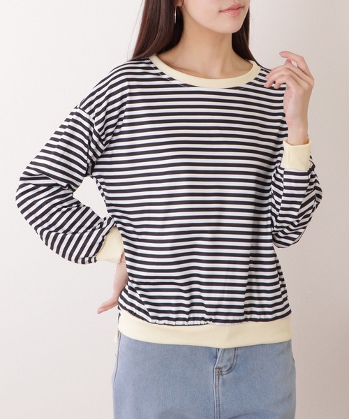 Lace Ladies(レースレディース)の「ビッグ シルエット クルーネック ボーダー プルオーバー(Tシャツ/カットソー・レディース・レッド/ブラック/イエロー・XL/M)」の8枚目の写真