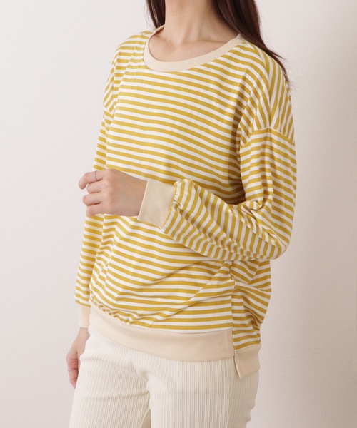 Lace Ladies(レースレディース)の「ビッグ シルエット クルーネック ボーダー プルオーバー(Tシャツ/カットソー・レディース・レッド/ブラック/イエロー・XL/M)」の17枚目の写真