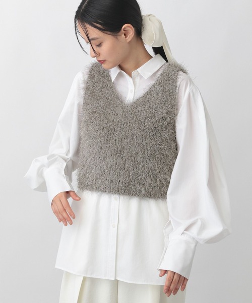 A part by（アパートバイ）の「ラメフェザーノースリーブ（ベスト・レディース・ライトベージュ/チャコールグレー・FREE）」の19枚目の写真