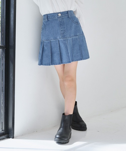 GLOBAL WORK(グローバルワーク)の「ムテキプリプリデニムスカート/976059(デニムスカート・キッズ・ブルー/ライトブルー/ブラック・120cm/130cm/140cm/150cm/160cm/170cm)」の3枚目の写真