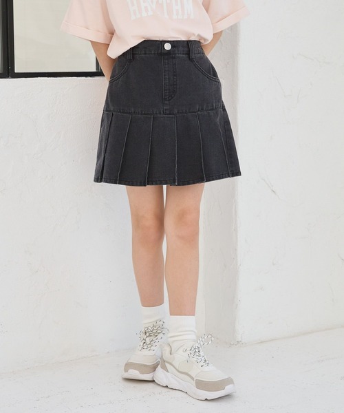 GLOBAL WORK(グローバルワーク)の「ムテキプリプリデニムスカート/976059(デニムスカート・キッズ・ブルー/ライトブルー/ブラック・120cm/130cm/140cm/150cm/160cm/170cm)」の2枚目の写真