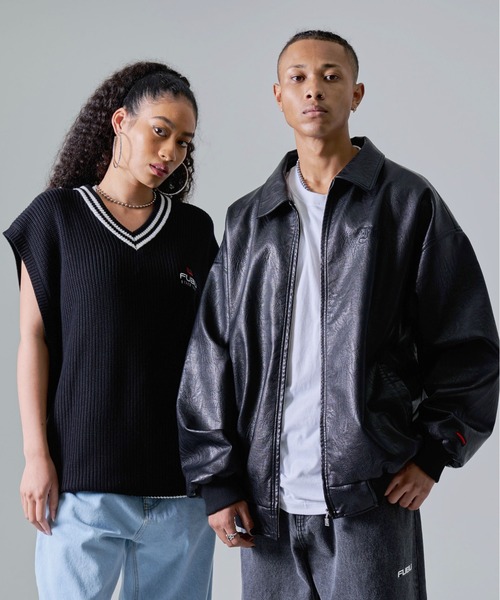 FUBU( フブ)の「FUBU フブ ロゴ 刺繍 エコレザー アメカジ バックワッペン フライト ジャケット ブルゾン ボンバージャケット(MA-1・メンズ・ブラック・M/L/XL/XXL)」の15枚目の写真