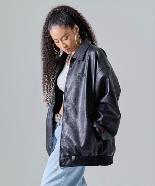 FUBU( フブ)の「FUBU フブ ロゴ 刺繍 エコレザー アメカジ バックワッペン フライト ジャケット ブルゾン ボンバージャケット(MA-1・メンズ・ブラック・M/L/XL/XXL)」の11枚目の写真