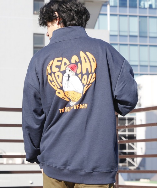 Red Cap Girl（レッドキャプガール）の「Red Cap Girl ハートイラストハーフジップ（スウェット・メンズ・アイボリー/ネイビー/ダークグレー/アッシュグレー・X-LARGE/MEDIUM/LARGE）」の5枚目の写真