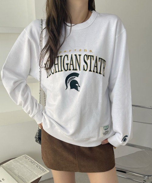 DISCUS ATHLETIC(ディスカス アスレチック)の「【DISCUS× Michigan University コラボ】 カレッジロゴ 裏毛 スウェット(スウェット・レディース・グリーン/ホワイト・L/M)」の3枚目の写真