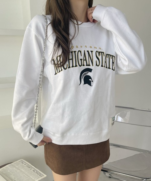 DISCUS ATHLETIC(ディスカス アスレチック)の「【DISCUS× Michigan University コラボ】 カレッジロゴ 裏毛 スウェット(スウェット・レディース・グリーン/ホワイト・L/M)」の4枚目の写真