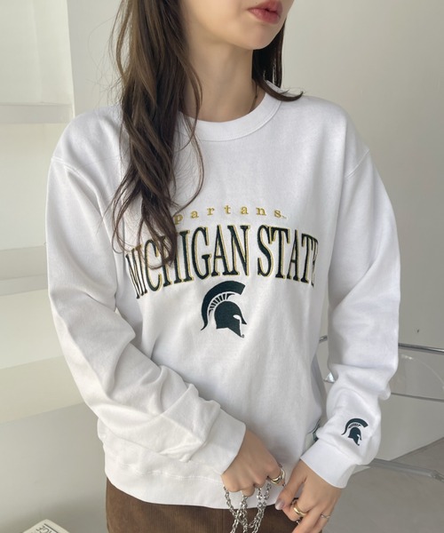 DISCUS ATHLETIC(ディスカス アスレチック)の「【DISCUS× Michigan University コラボ】 カレッジロゴ 裏毛 スウェット(スウェット・レディース・グリーン/ホワイト・L/M)」の8枚目の写真