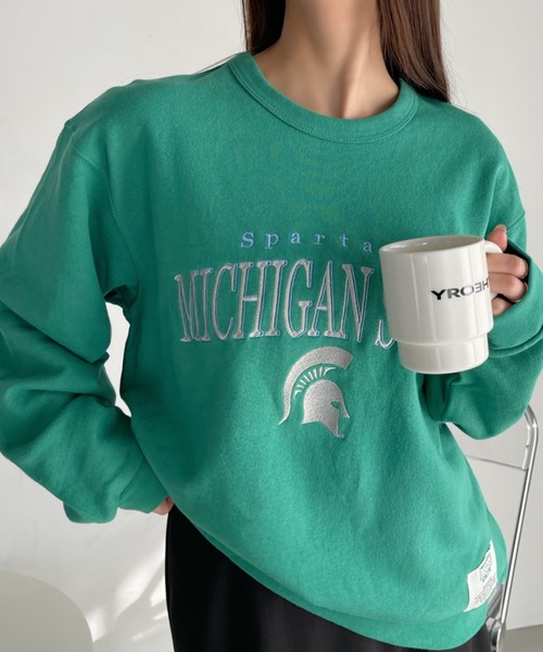 DISCUS ATHLETIC(ディスカス アスレチック)の「【DISCUS× Michigan University コラボ】 カレッジロゴ 裏毛 スウェット(スウェット・レディース・グリーン/ホワイト・L/M)」の12枚目の写真