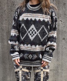 【ヴィンテージ古着】WE BE modelle ミックスカラー 総柄 デザインニット