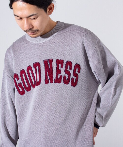 GLOSTER（グロスター）の「【GLOSTER/グロスター】GOODNESS ループジャガード カレッジニット（ニット/セーター・メンズ・キナリ/グレー/ネイビー・S/M/L）」の3枚目の写真