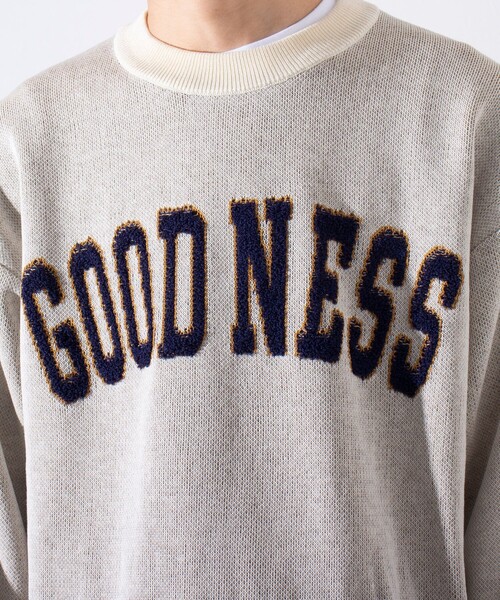 GLOSTER（グロスター）の「【GLOSTER/グロスター】GOODNESS ループジャガード カレッジニット（ニット/セーター・メンズ・キナリ/グレー/ネイビー・S/M/L）」の5枚目の写真