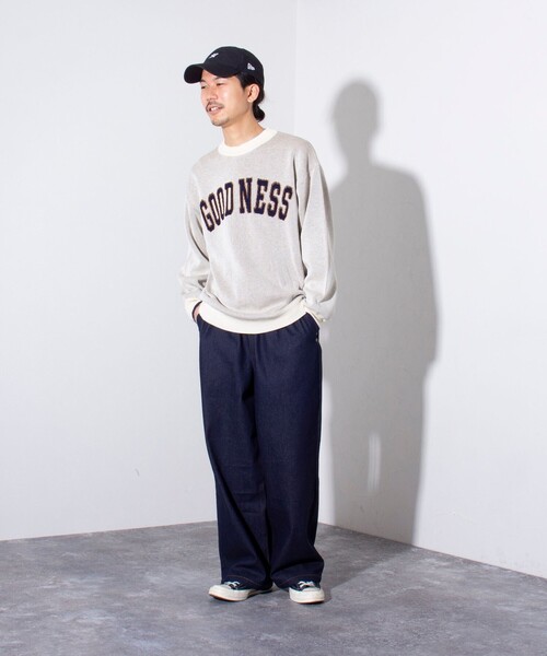 GLOSTER（グロスター）の「【GLOSTER/グロスター】GOODNESS ループジャガード カレッジニット（ニット/セーター・メンズ・キナリ/グレー/ネイビー・S/M/L）」の7枚目の写真