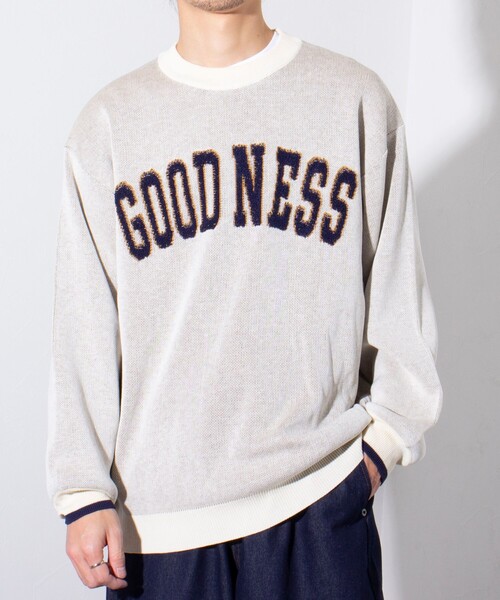 GLOSTER（グロスター）の「【GLOSTER/グロスター】GOODNESS ループジャガード カレッジニット（ニット/セーター・メンズ・キナリ/グレー/ネイビー・S/M/L）」の10枚目の写真
