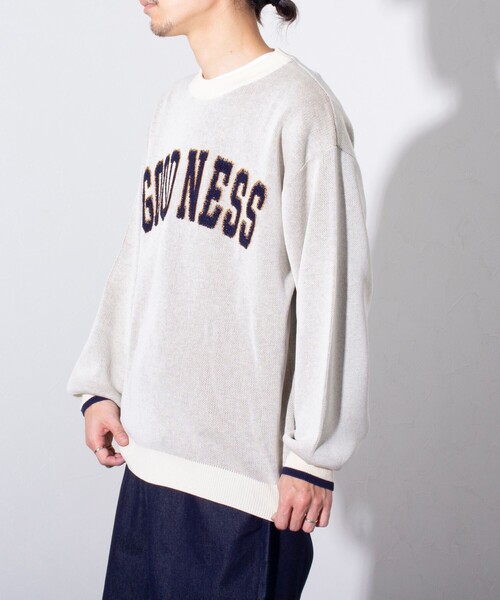 GLOSTER（グロスター）の「【GLOSTER/グロスター】GOODNESS ループジャガード カレッジニット（ニット/セーター・メンズ・キナリ/グレー/ネイビー・S/M/L）」の11枚目の写真