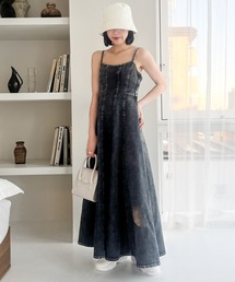 Heather | Denim Flare One-piece　105178(ワンピース)
