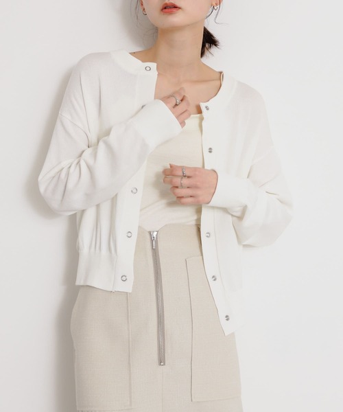 SENSE OF PLACE by URBAN RESEARCH（センスオブプレイスバイアーバンリサーチ）の「リングドットクルーネックカーディガン（カーディガン/ボレロ・レディース・オフホワイト/ブラック/ライトグレー・ONE）」の4枚目の写真