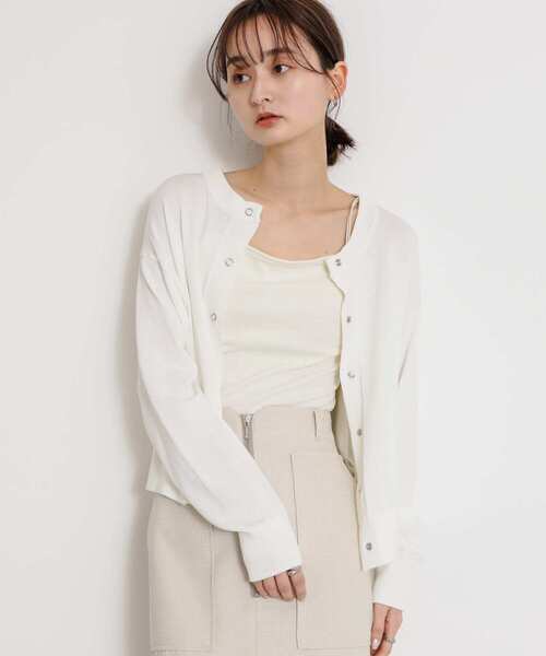 SENSE OF PLACE by URBAN RESEARCH（センスオブプレイスバイアーバンリサーチ）の「リングドットクルーネックカーディガン（カーディガン/ボレロ・レディース・オフホワイト/ブラック/ライトグレー・ONE）」の5枚目の写真