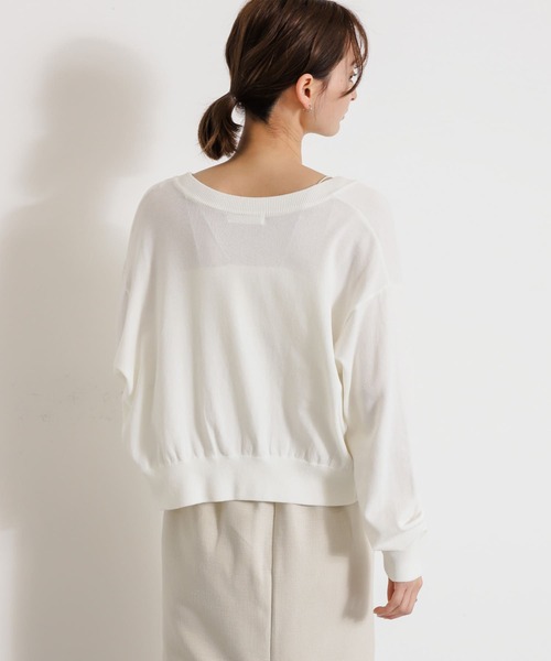 SENSE OF PLACE by URBAN RESEARCH（センスオブプレイスバイアーバンリサーチ）の「リングドットクルーネックカーディガン（カーディガン/ボレロ・レディース・オフホワイト/ブラック/ライトグレー・ONE）」の6枚目の写真