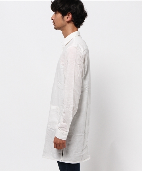 WEGO（ウィゴー）の「WEGO/コットンリネンロングシャツ（シャツ/ブラウス・メンズ・ホワイト/ベージュ/ワイン/ネイビー・MEDIUM/LARGE）」の6枚目の写真