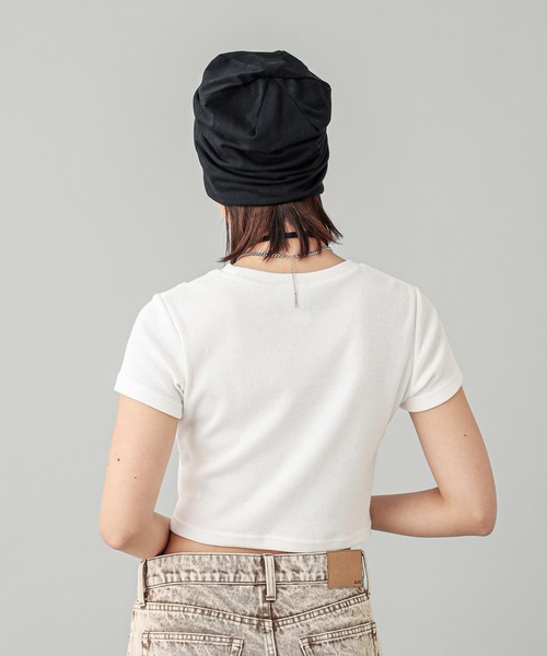 X-girl（エックスガール）の「FRONT SLIT S/S TOP（Tシャツ/カットソー・レディース・ブラック/ホワイト・S/M）」の12枚目の写真