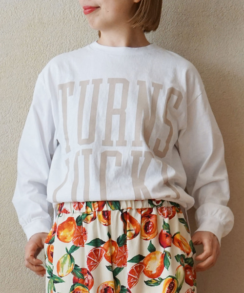 追加》プリントリメイクリブロンT TURNS LUCKS（Tシャツ/カットソー