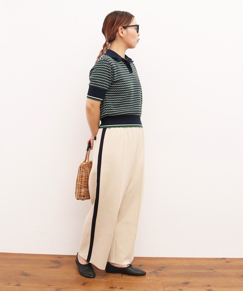 AMBIDEX(アンビデックス)の「レトロジャカードニットポロ(ポロシャツ・レディース・キナリ/ネイビー・FREE)」の15枚目の写真