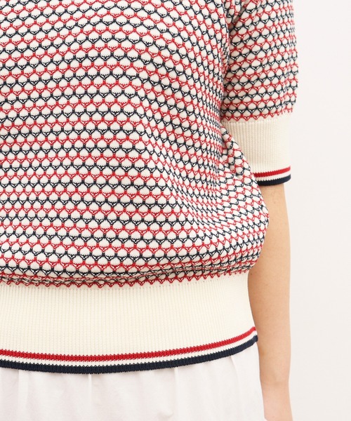 AMBIDEX(アンビデックス)の「レトロジャカードニットポロ(ポロシャツ・レディース・キナリ/ネイビー・FREE)」の21枚目の写真
