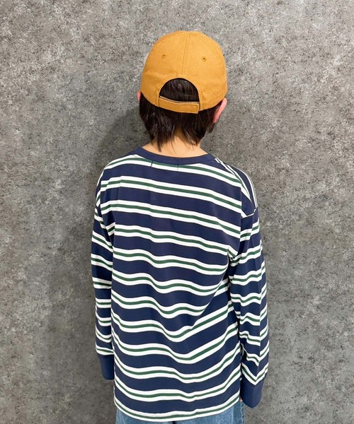 THE CASUAL(カジュアル)の「【ユニセックス】オーバーサイズ ボーダーロンT(Tシャツ/カットソー・キッズ・チャコール/ベージュ/ネイビー/パープル/ダークグリーン/ブラック・110cm/130cm/140cm/150cm/160cm/120cm)」の14枚目の写真