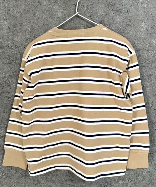 THE CASUAL(カジュアル)の「【ユニセックス】オーバーサイズ ボーダーロンT(Tシャツ/カットソー・キッズ・チャコール/ベージュ/ネイビー/パープル/ダークグリーン/ブラック・110cm/130cm/140cm/150cm/160cm/120cm)」の17枚目の写真