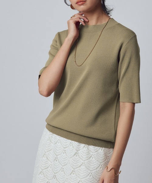 RASW（ラス）の「[RASW]ハーフスリーブニット（ニット/セーター・レディース・ブルー/オフホワイト/オレンジ/ネイビー/ブラック/インディゴブルー/ベージュ系その他/グリーン/ベージュ系その他2・M/L）」の3枚目の写真