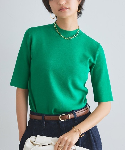 RASW（ラス）の「[RASW]ハーフスリーブニット（ニット/セーター・レディース・ブルー/オフホワイト/オレンジ/ネイビー/ブラック/インディゴブルー/ベージュ系その他/グリーン/ベージュ系その他2・M/L）」の5枚目の写真