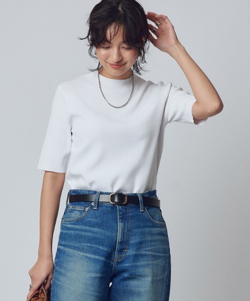 RASW（ラス）の「[RASW]ハーフスリーブニット（ニット/セーター・レディース・ブルー/オフホワイト/オレンジ/ネイビー/ブラック/インディゴブルー/ベージュ系その他/グリーン/ベージュ系その他2・M/L）」の19枚目の写真