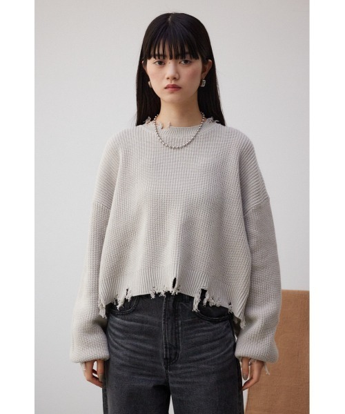 AZUL by moussy(アズールバイマウジー)の「ダメージニットトップス(ニット/セーター・レディース・ブラック/グレー/ミント・FREE)」の20枚目の写真