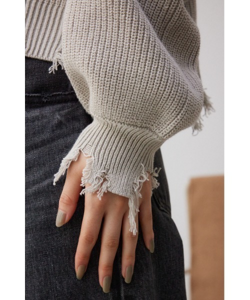 AZUL by moussy(アズールバイマウジー)の「ダメージニットトップス(ニット/セーター・レディース・ブラック/グレー/ミント・FREE)」の15枚目の写真