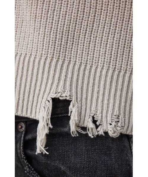 AZUL by moussy(アズールバイマウジー)の「ダメージニットトップス(ニット/セーター・レディース・ブラック/グレー/ミント・FREE)」の14枚目の写真