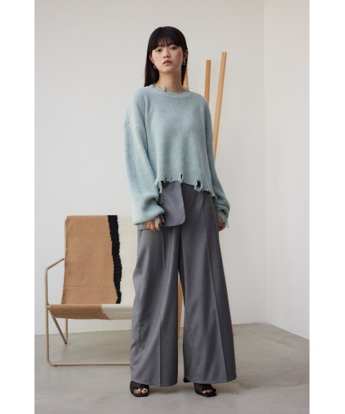 AZUL by moussy(アズールバイマウジー)の「ダメージニットトップス(ニット/セーター・レディース・ブラック/グレー/ミント・FREE)」の11枚目の写真