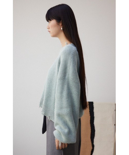 AZUL by moussy(アズールバイマウジー)の「ダメージニットトップス(ニット/セーター・レディース・ブラック/グレー/ミント・FREE)」の9枚目の写真