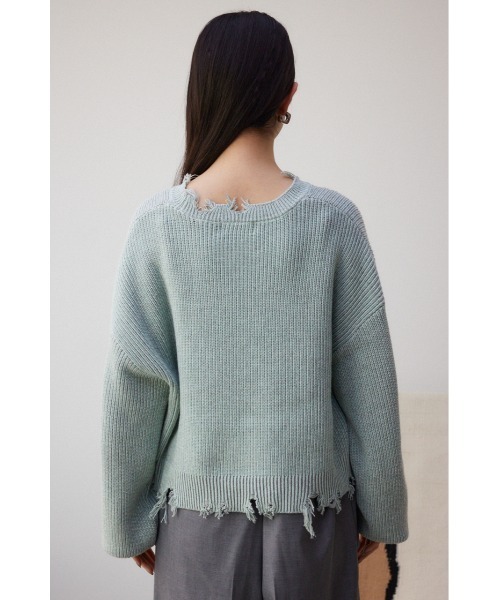 AZUL by moussy(アズールバイマウジー)の「ダメージニットトップス(ニット/セーター・レディース・ブラック/グレー/ミント・FREE)」の8枚目の写真