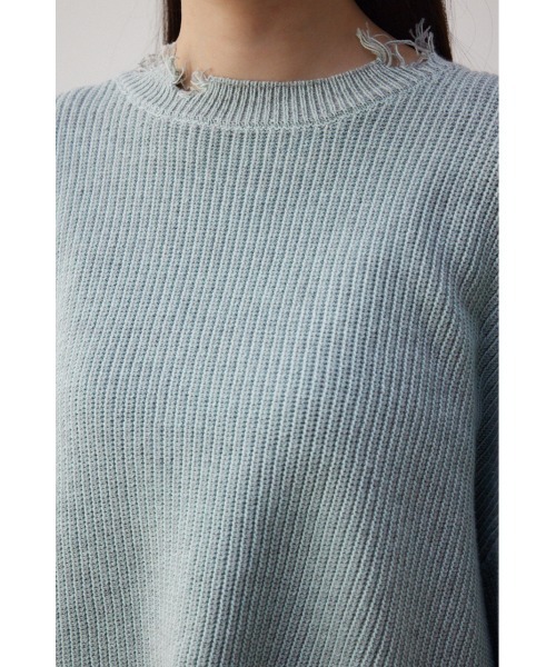 AZUL by moussy(アズールバイマウジー)の「ダメージニットトップス(ニット/セーター・レディース・ブラック/グレー/ミント・FREE)」の7枚目の写真