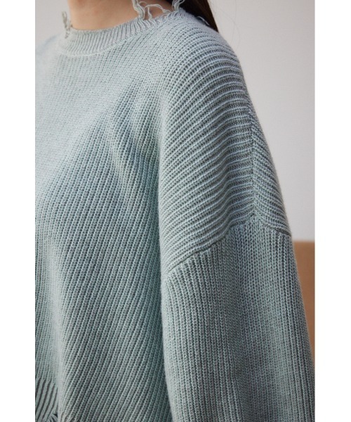 AZUL by moussy(アズールバイマウジー)の「ダメージニットトップス(ニット/セーター・レディース・ブラック/グレー/ミント・FREE)」の6枚目の写真