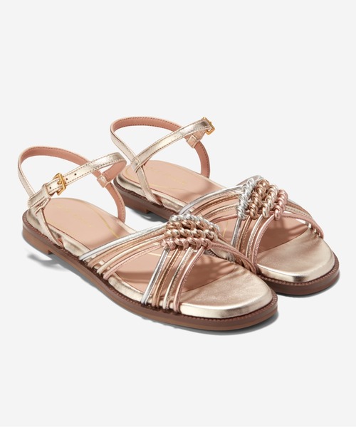 ⭐️週末セール⭐️COLE HAAN ベージュ バックル付きサンダル メタリックバックル チャンキーフラットフォームサンダル